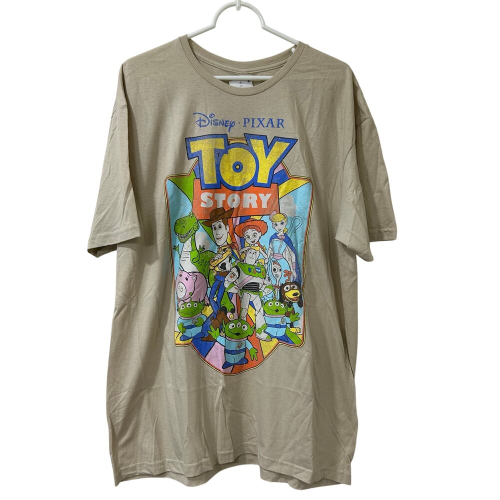 Disney Pixar NWT Womens Sz XL Toy Story Graphic Tan Short Sleeve T Shirt Kidcore